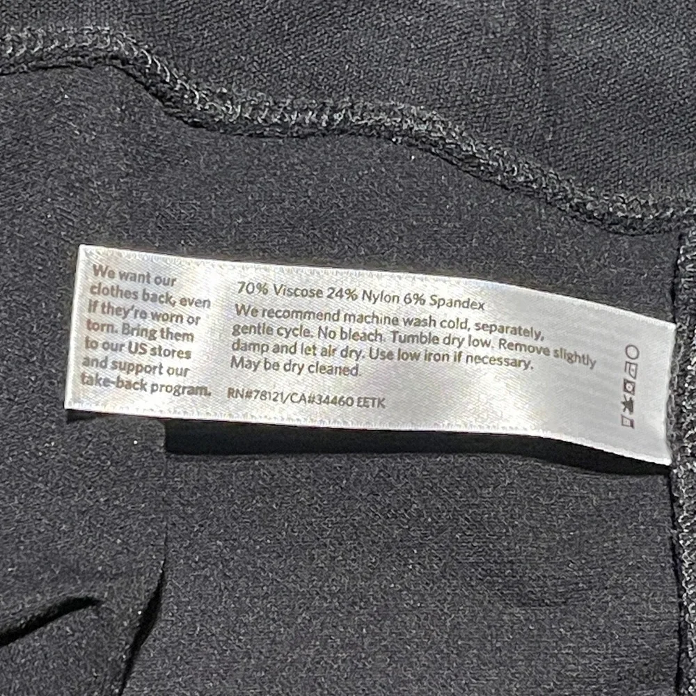 Eileen Fisher Petite Black Viscose‎ Blend Pull On Stretch Pants Trousers